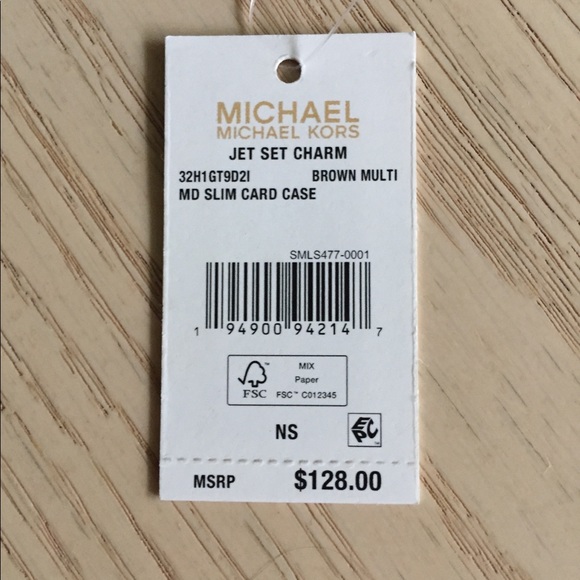 Michael Kors Brown Multi Slim Card Case - Picture 9 of 10